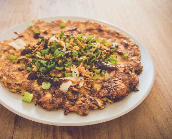 Okonomiyaki met garnalen