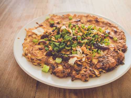 Okonomiyaki met garnalen