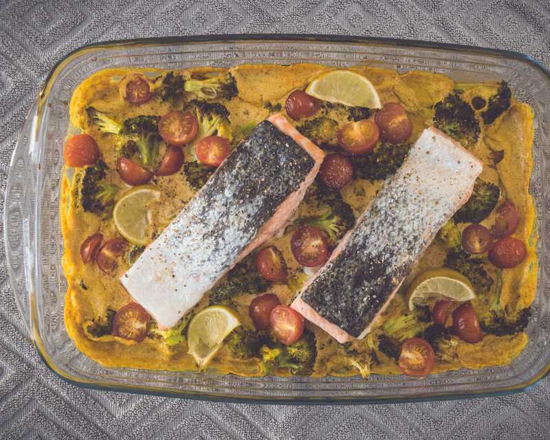 Zalm met groentecurry